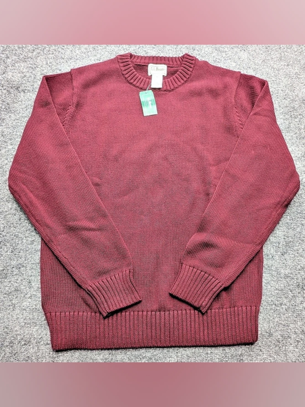 L.L. Bean Cotton Crewneck Sweater Men's Burgundy Size Large